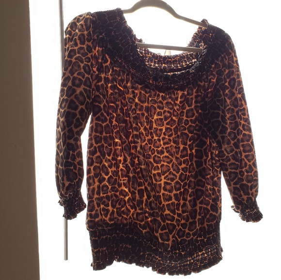 XL Michael Kors Off-Shoulder Cheetah Print Blouse - Picture 2 of 3